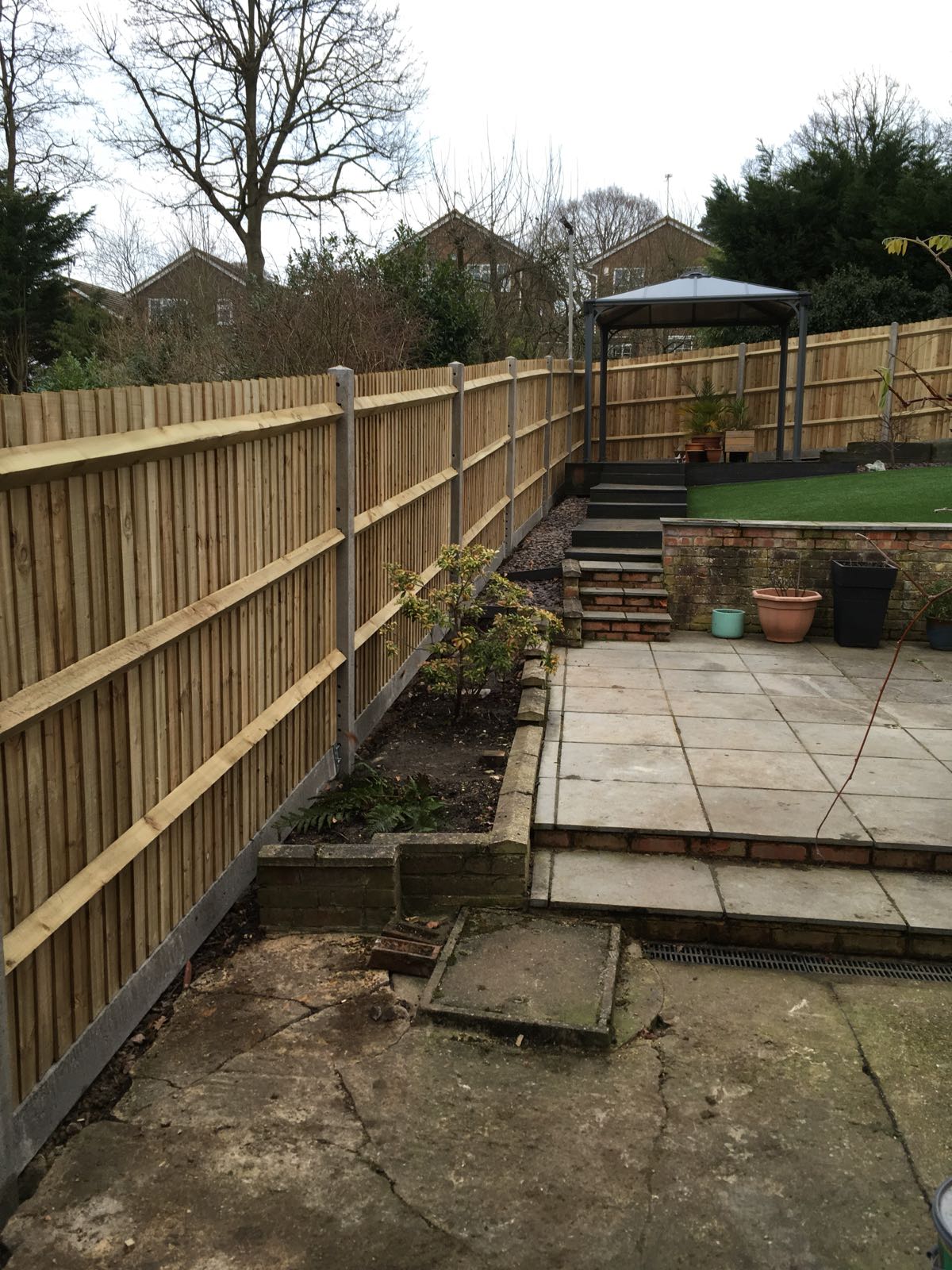 Concrete posts set and ready for boarding