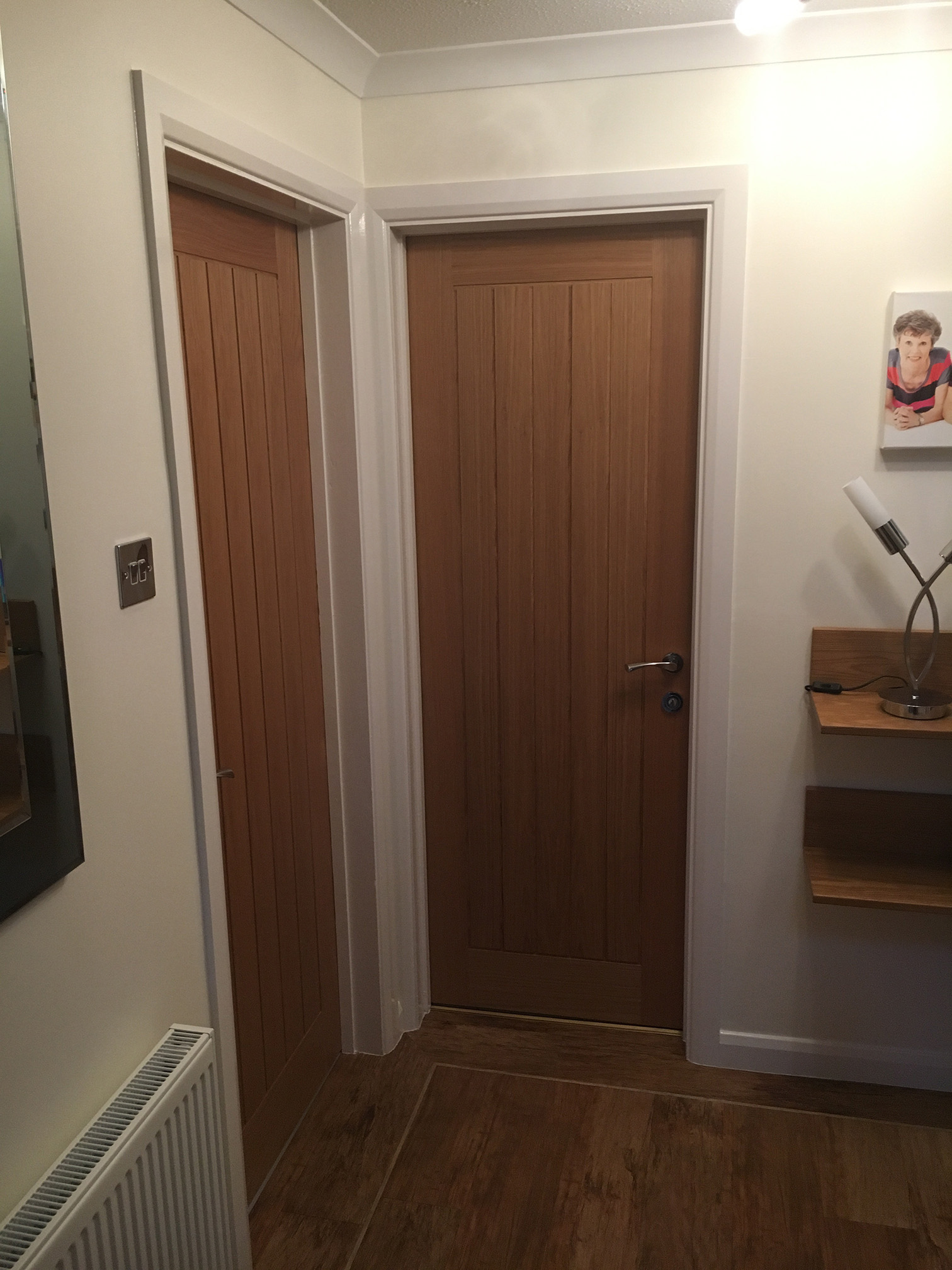 New internal oak door installed with handles