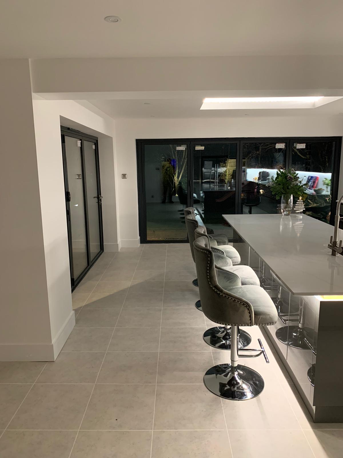 Full kitchen view showing extended space